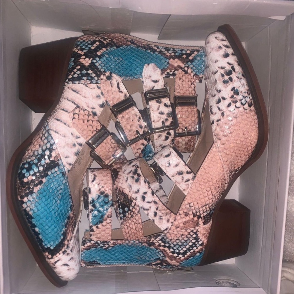 A Rider Multi Color Snakeskin Booties